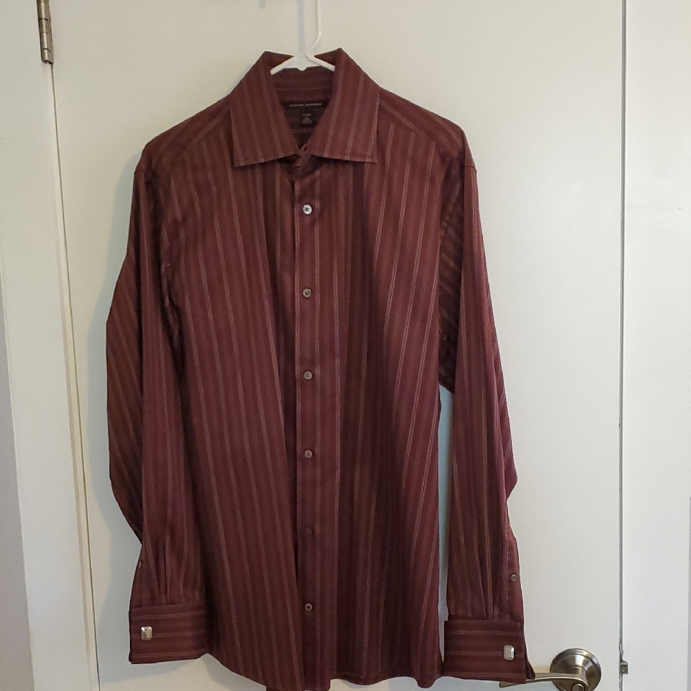 Banana Republic Burgundy and Beige Striped Dress Shirts - Picture 5 of 8